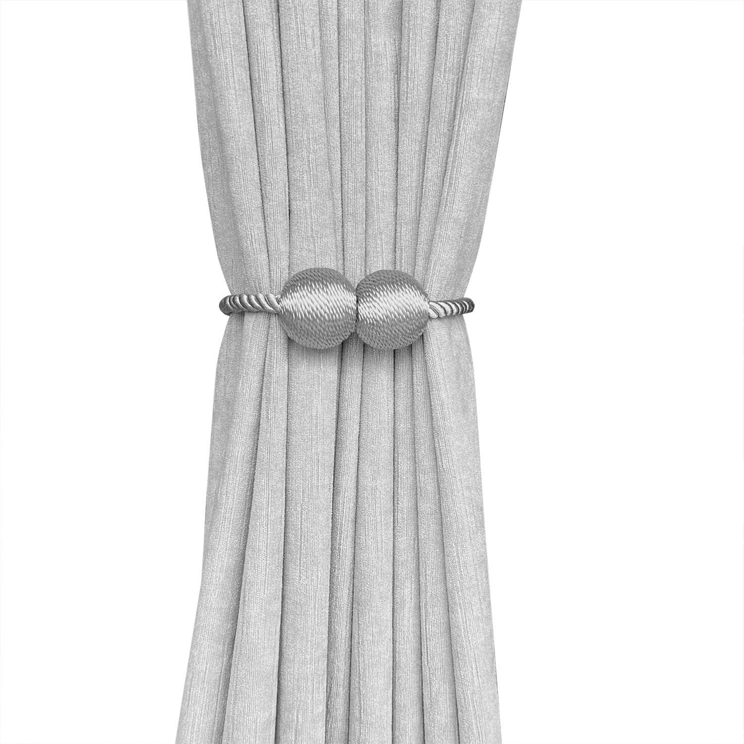 Melaluxe 4 Pack Magnetic Curtain Holdbacks Grey