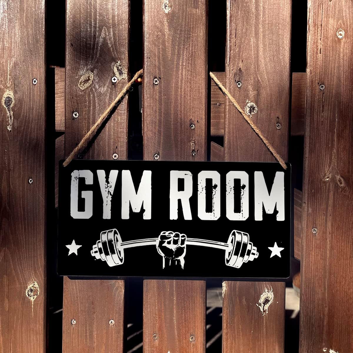 Gym Room Sign Wooden Hanging Wall Art Decor 12x6 Inches