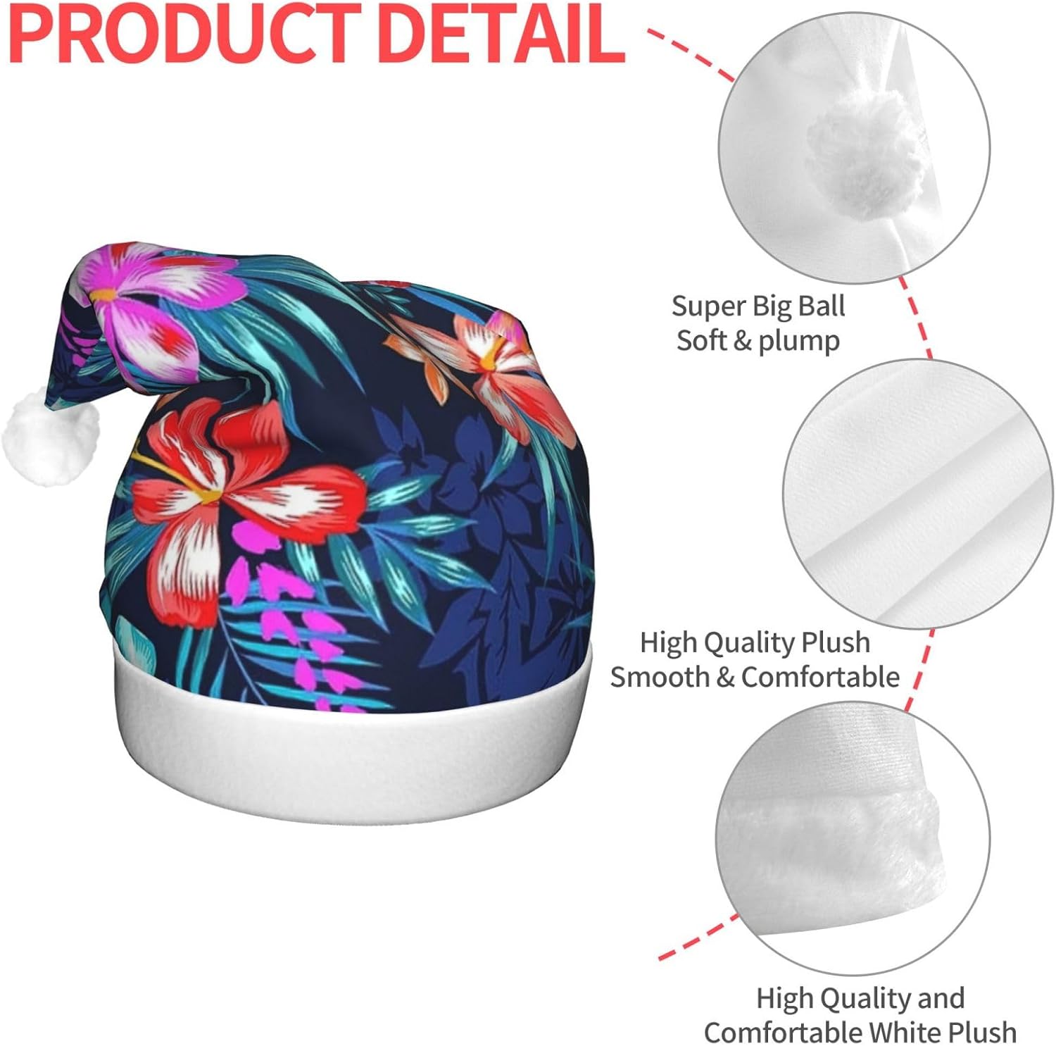 Qin Zheng Floral Blue Santa Hat with LED Lights