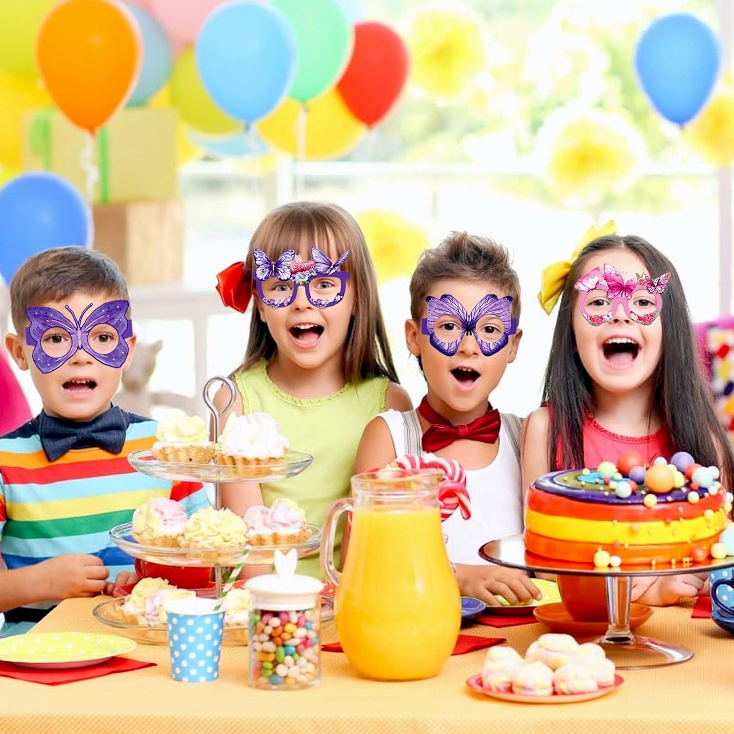 24 Pcs Spring Butterfly Paper Eyeglasses Party Props