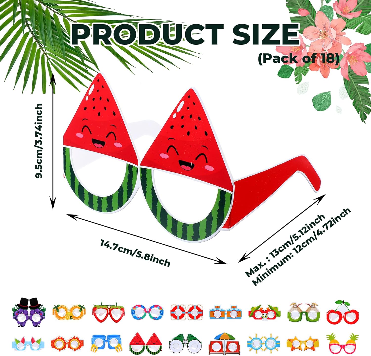 Quilax Hawaiian Luau Party Sunglasses 18Pcs Set