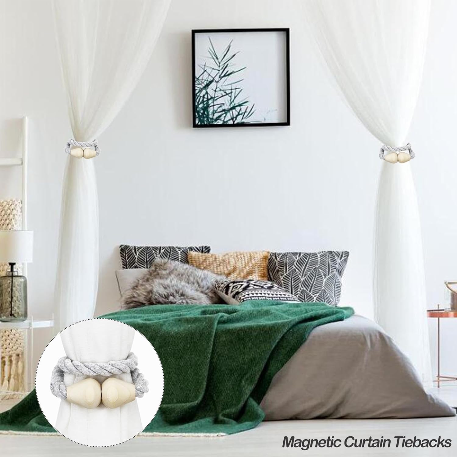 Magnetic Curtain Tiebacks 2 Pack Grey