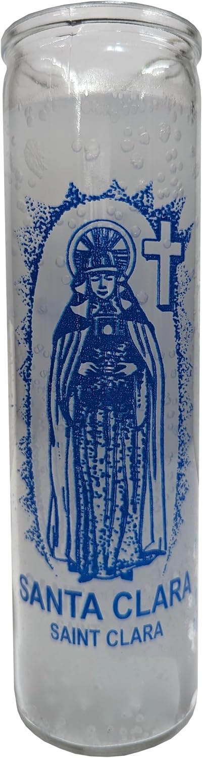 Generic Saint Clara White Pillar Candle 8 Inches