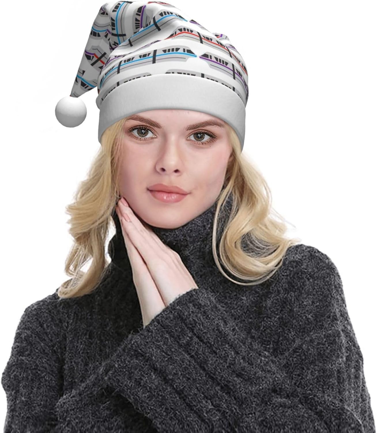 QINZHENG Monorail Train Santa Hat Personalized Christmas Headwear