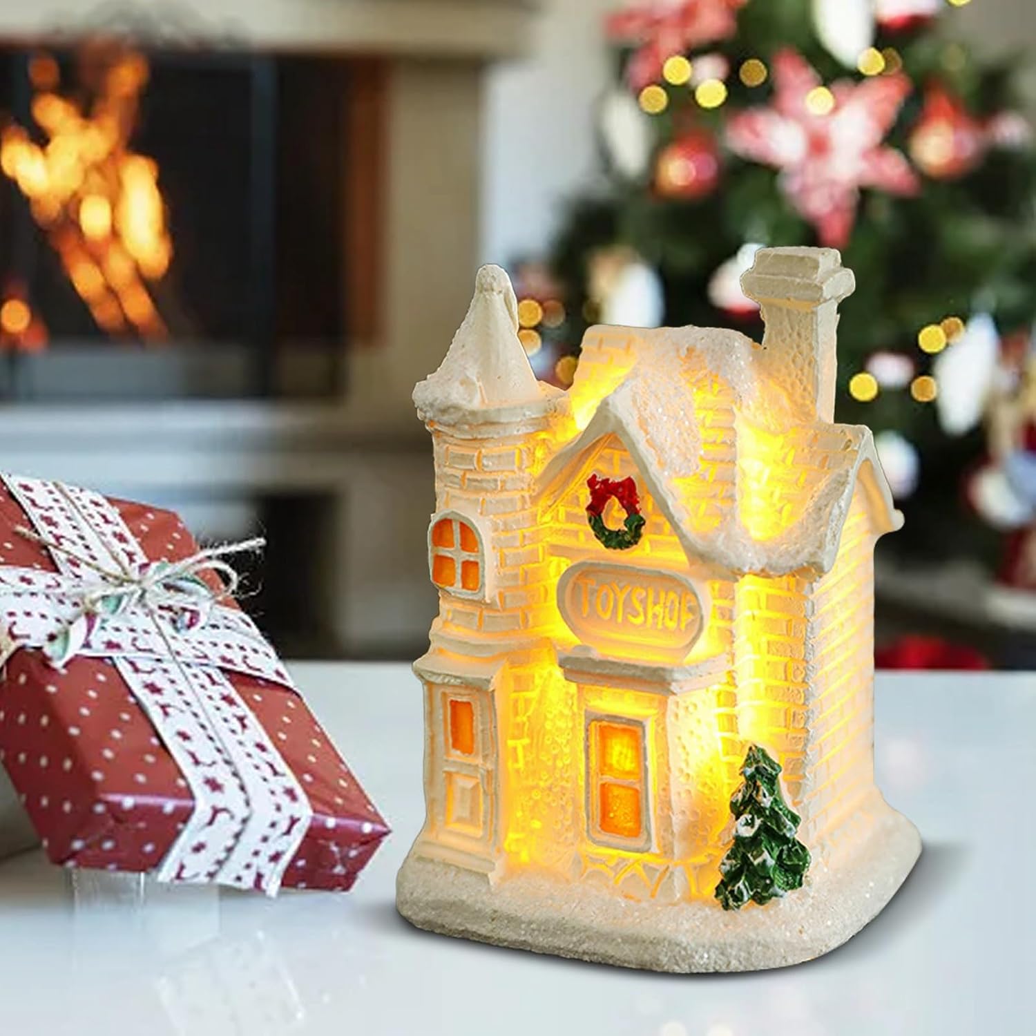 LuxeOne Christmas Village Houses with LED Lights