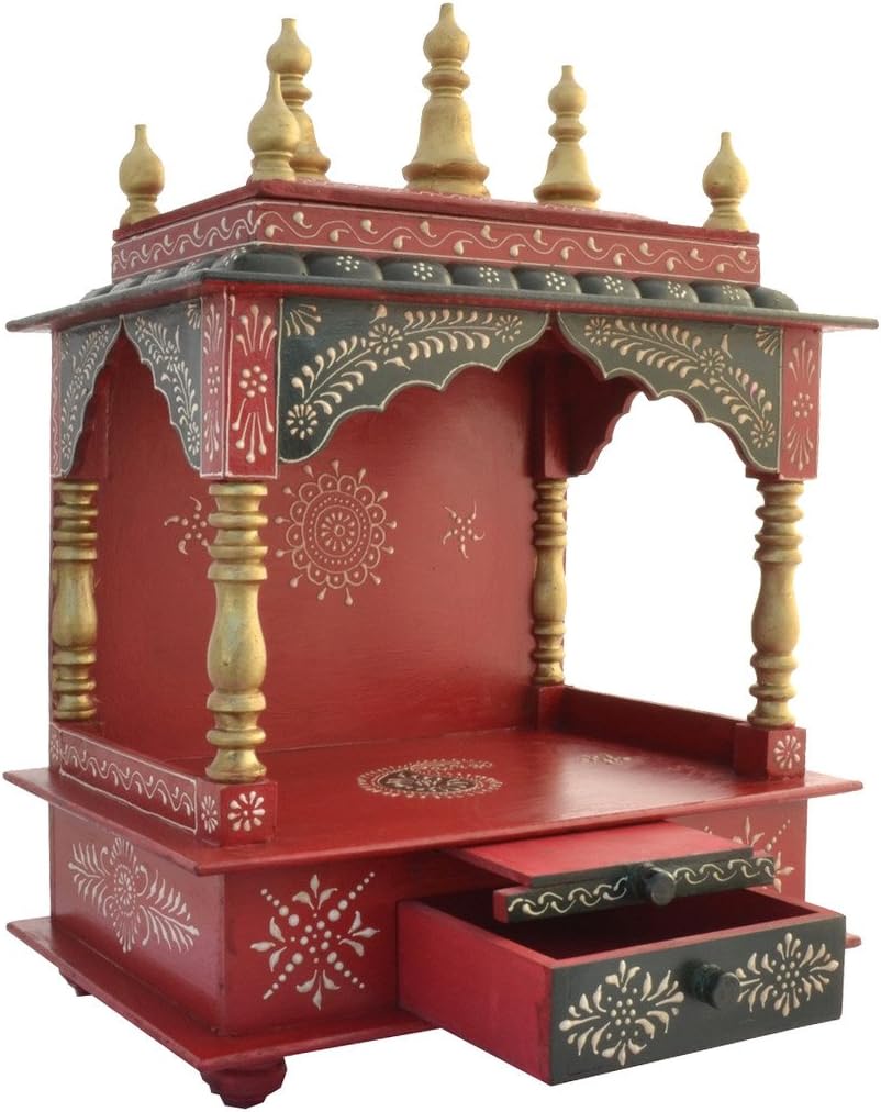 Homecrafts Medium Wooden Temple with 1 Drawer and 1 Tray