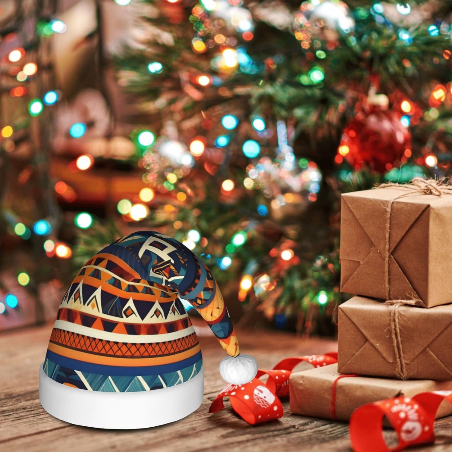 QINZHENG Personalized Santa Hat with African Patterns