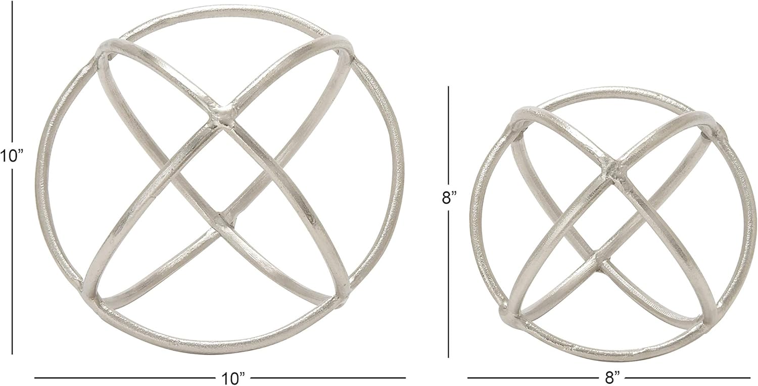 Deco 79 Modern Geometric Wall Sculptures Set of 2 Silver