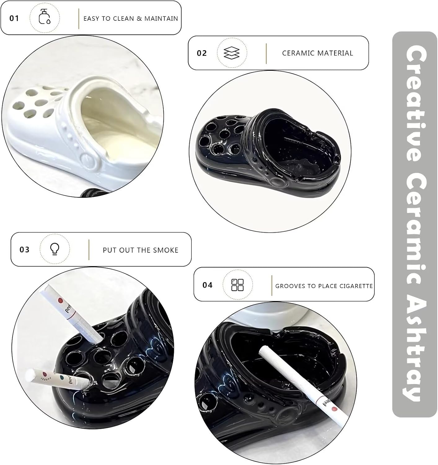 Creative Clogs Ceramic Ashtray for Home and Office