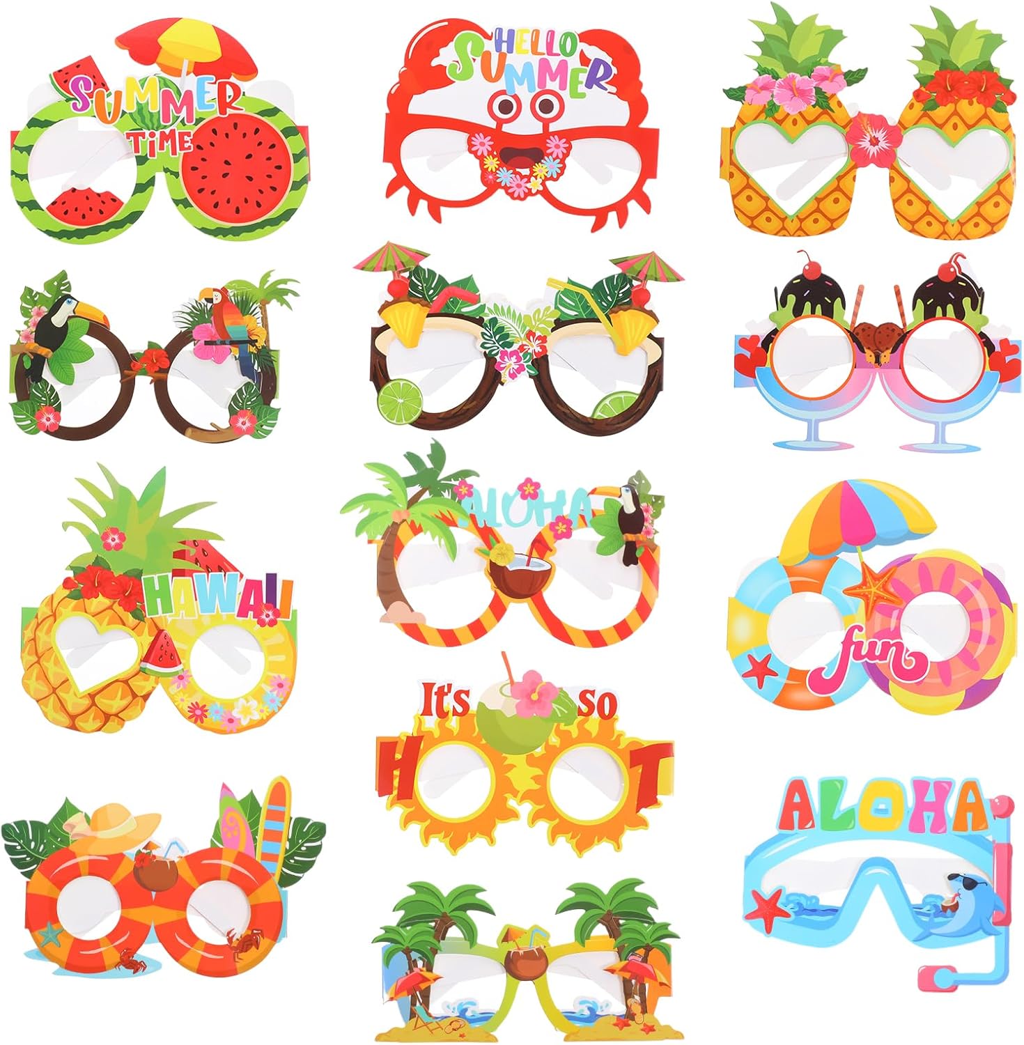 13 Pcs Beach Pool Party Eyeglasses Decorations