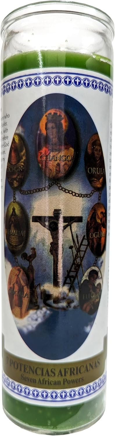 Generic Seven African Powers Green Pillar Candle