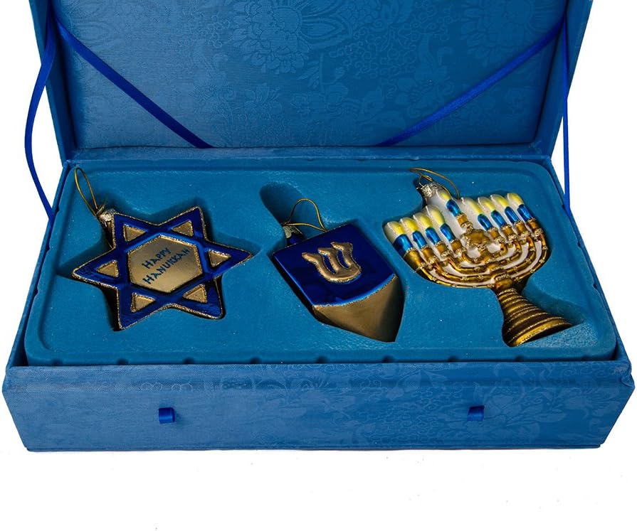 Kurt Adler Noble Gems Hanukkah Ornament Set