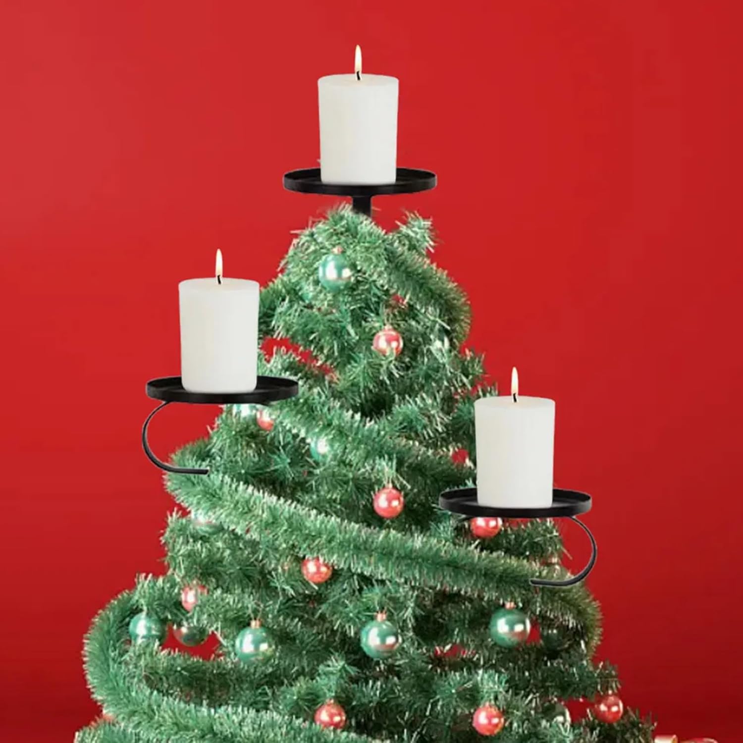 Stylish Black Candle Holder with Triple Stand