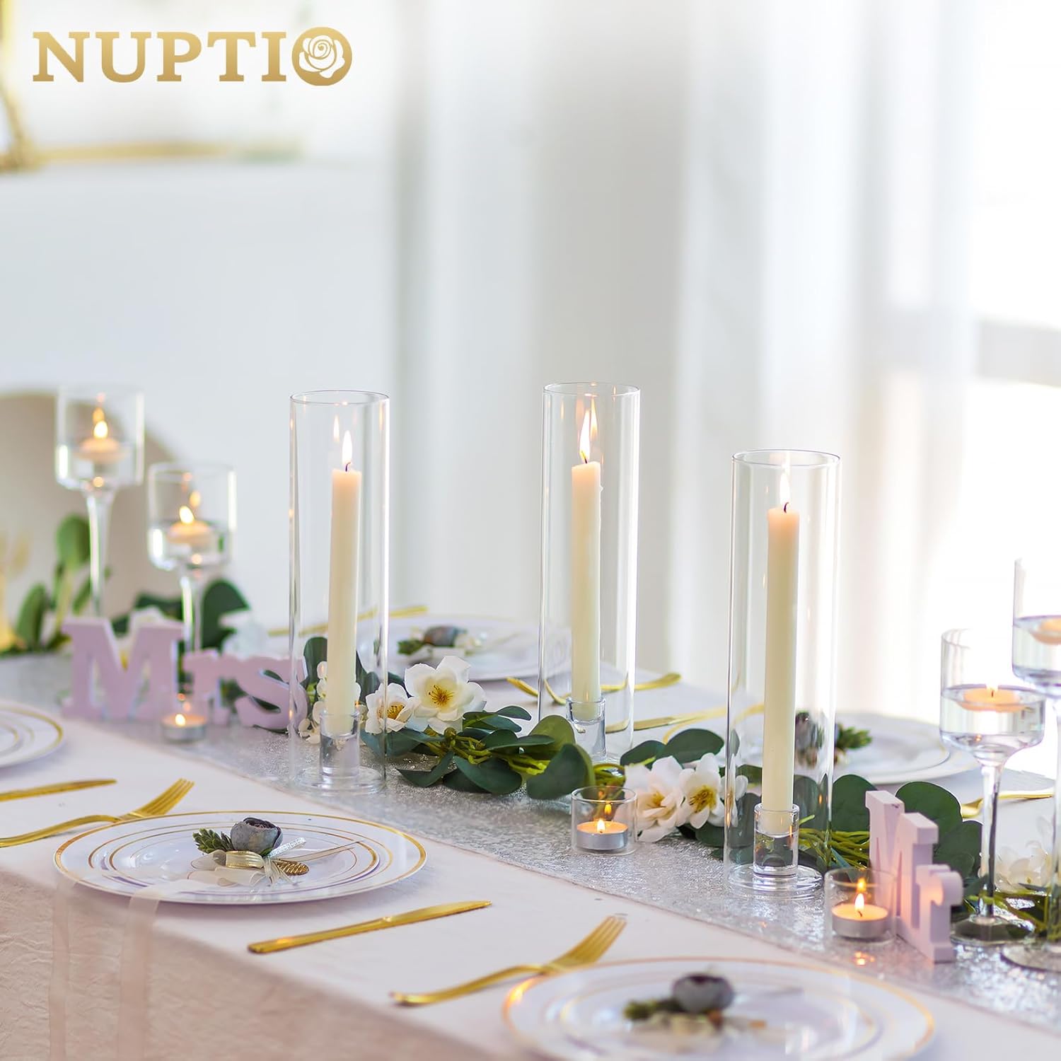 NUPTIO Windproof Hurricane Candle Holder Set 10 Pcs