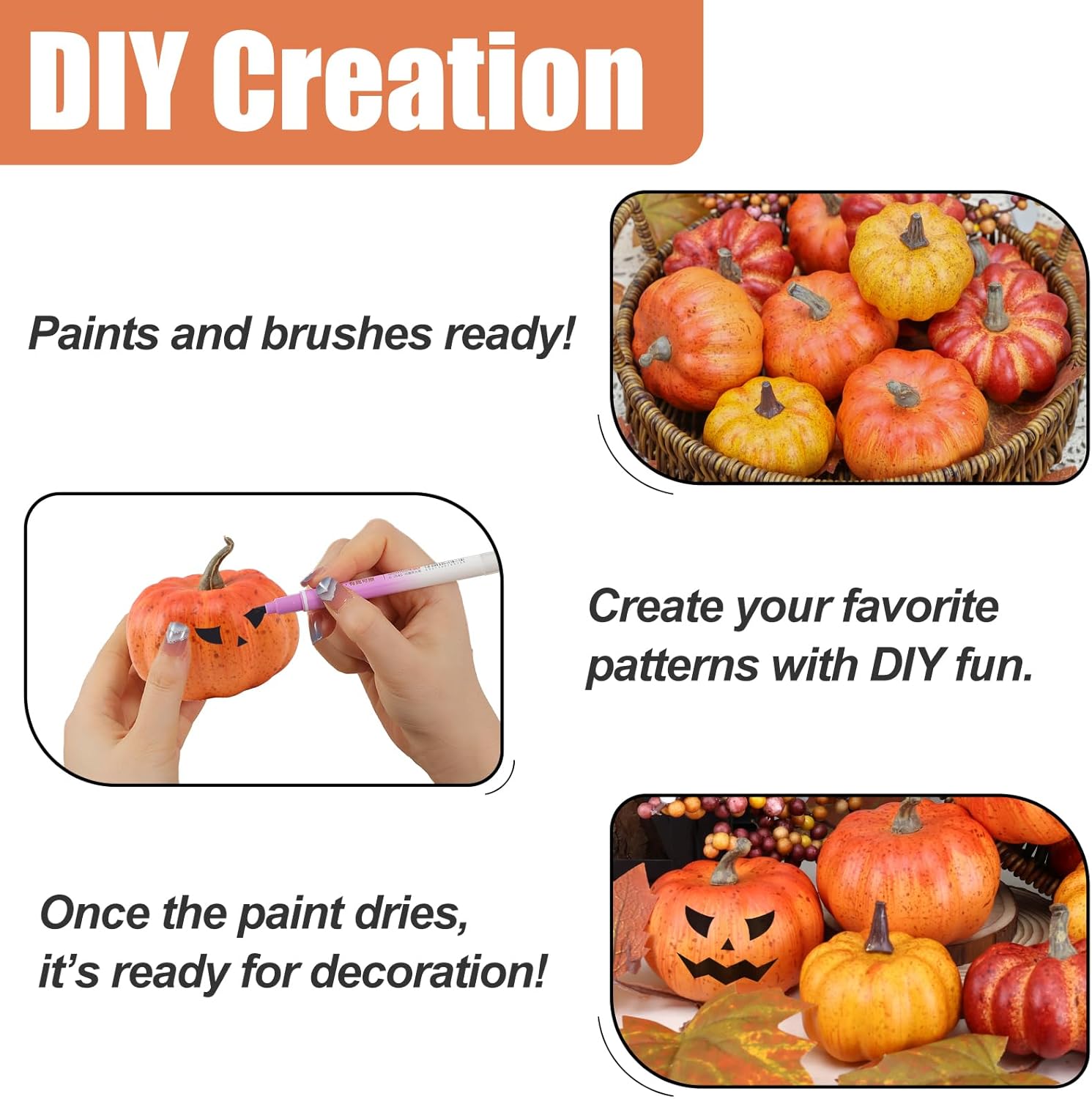 Realistic Mini Pumpkin Decor 16PCS for Fall
