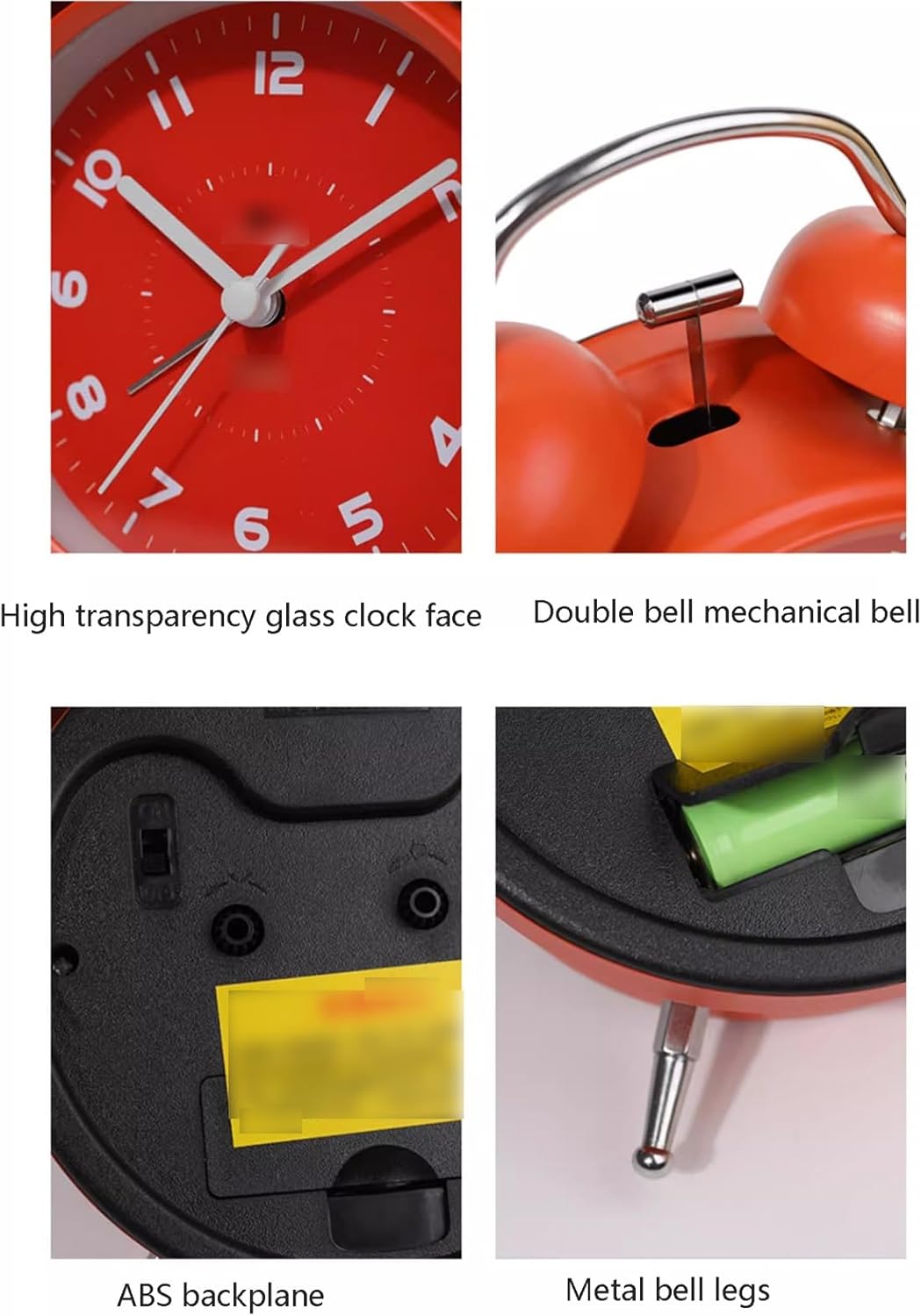 Super Loud Alarm Clock with Night Light and Double Bell