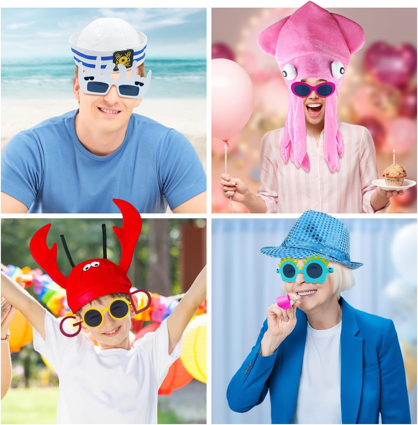 24 Funny Hats and Glasses Photo Booth Set