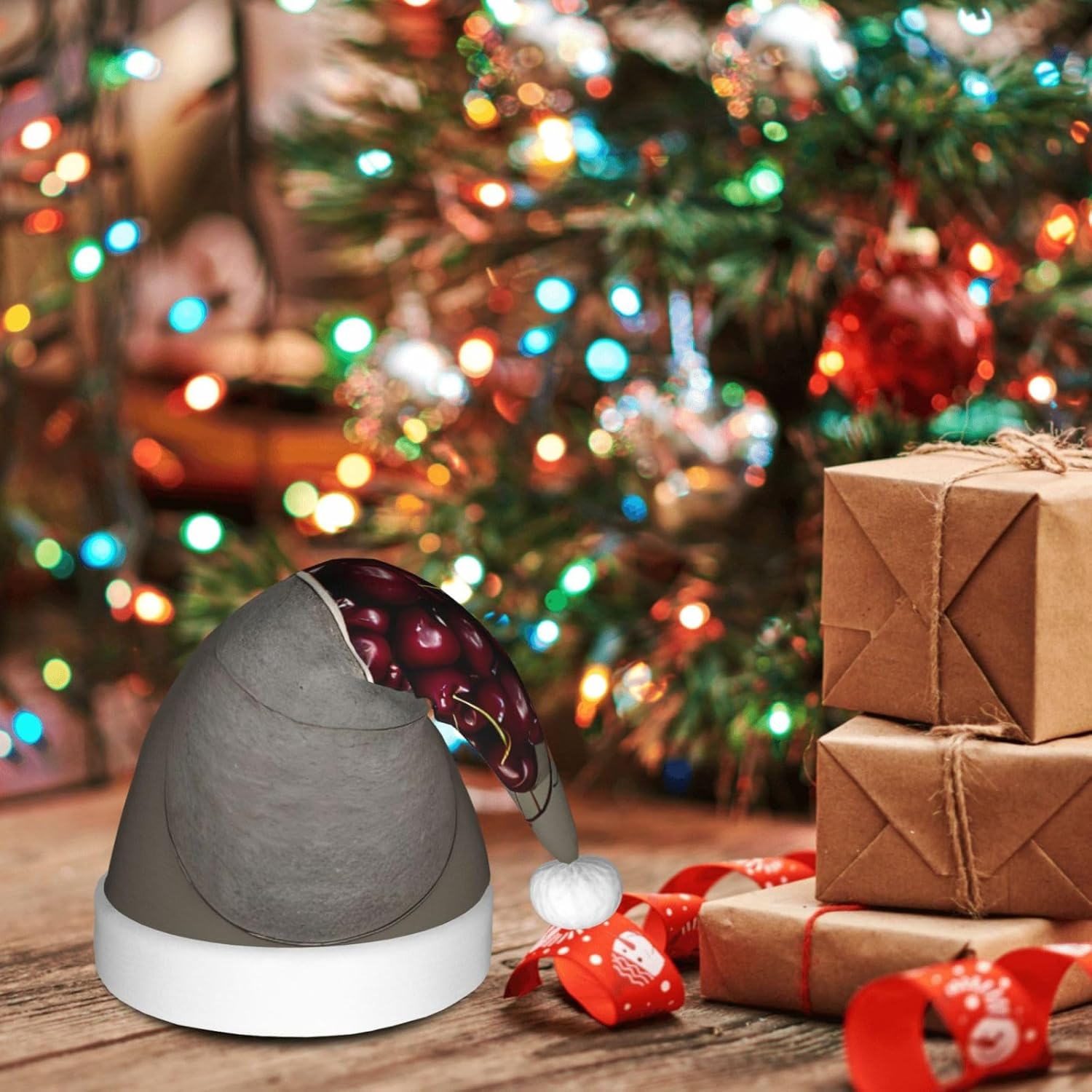 Christmas Bucket Hat With Cherries For Adults