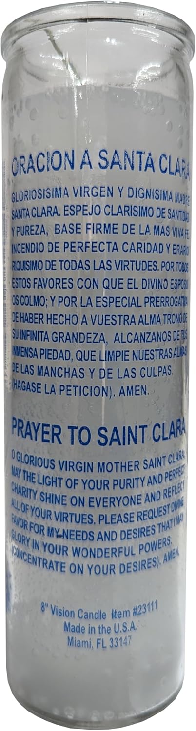 Generic Saint Clara White Pillar Candle 8 Inches