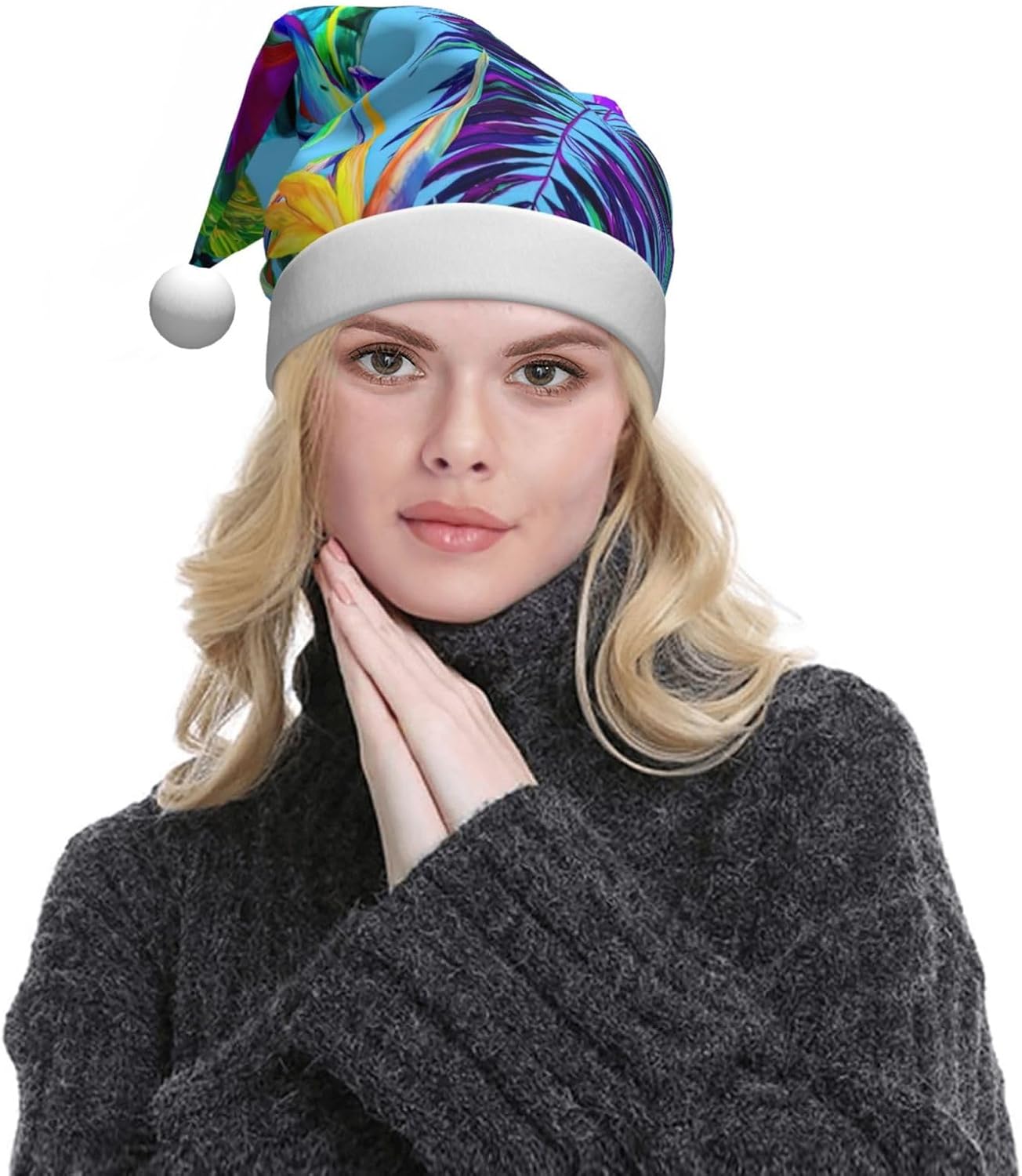 QinZheng Red Flower Santa Hat Christmas Decoration