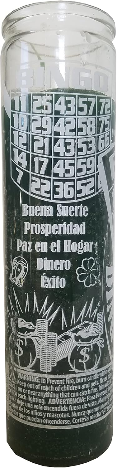 Bingo Luck Green Pillar Candle 8 Inches Tall