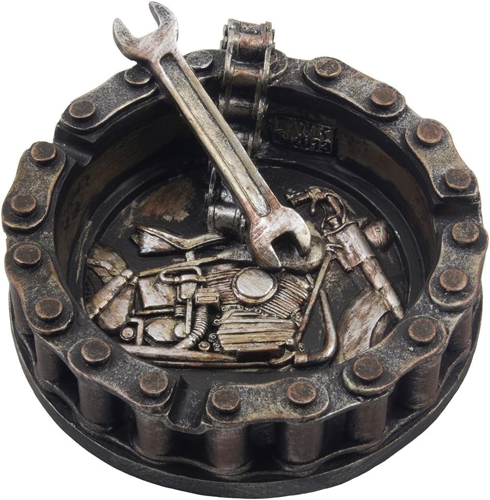 Decorative Motorcycle Chain Ashtray with Wrench