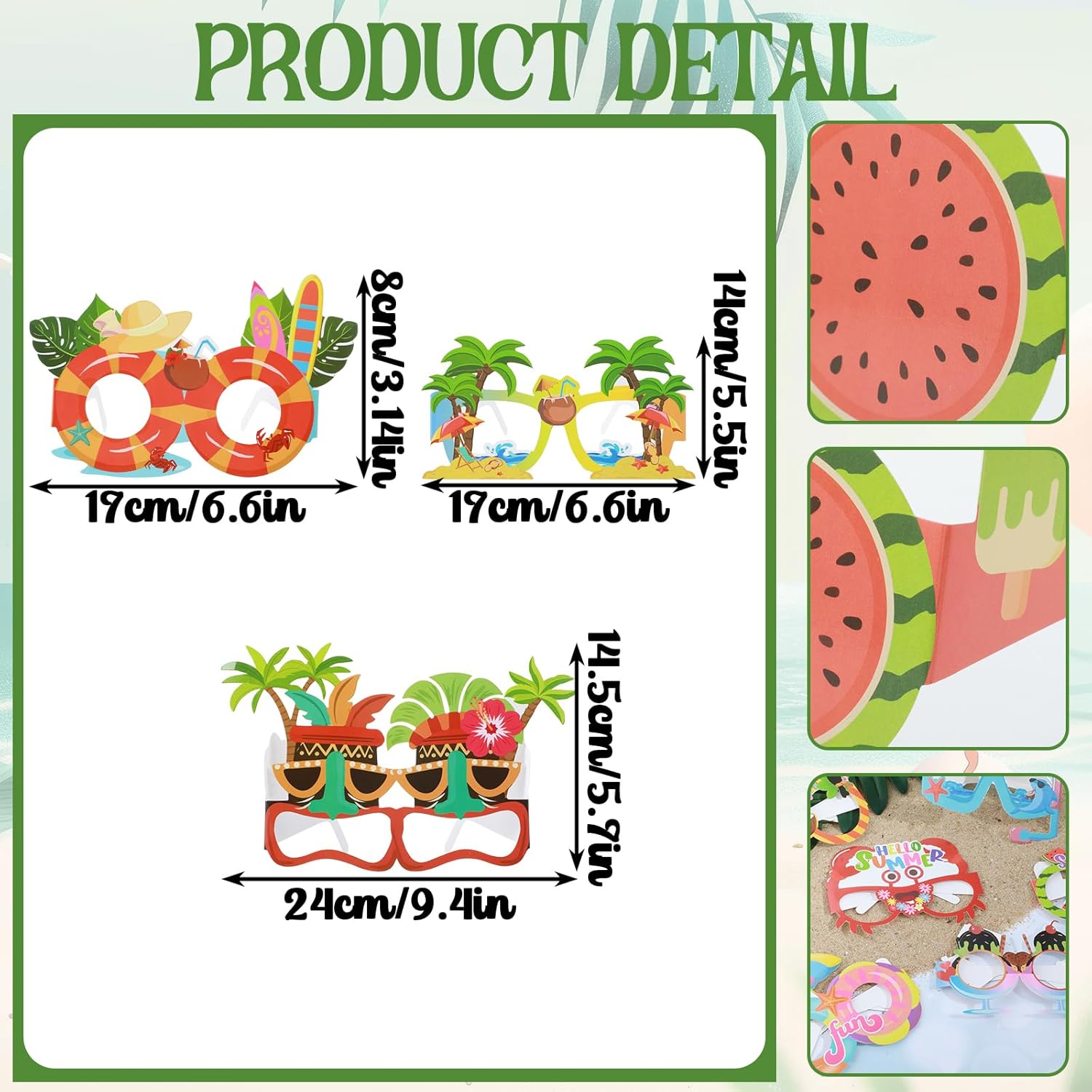 16 Pcs Tropical Beach Party Sunglasses Decor