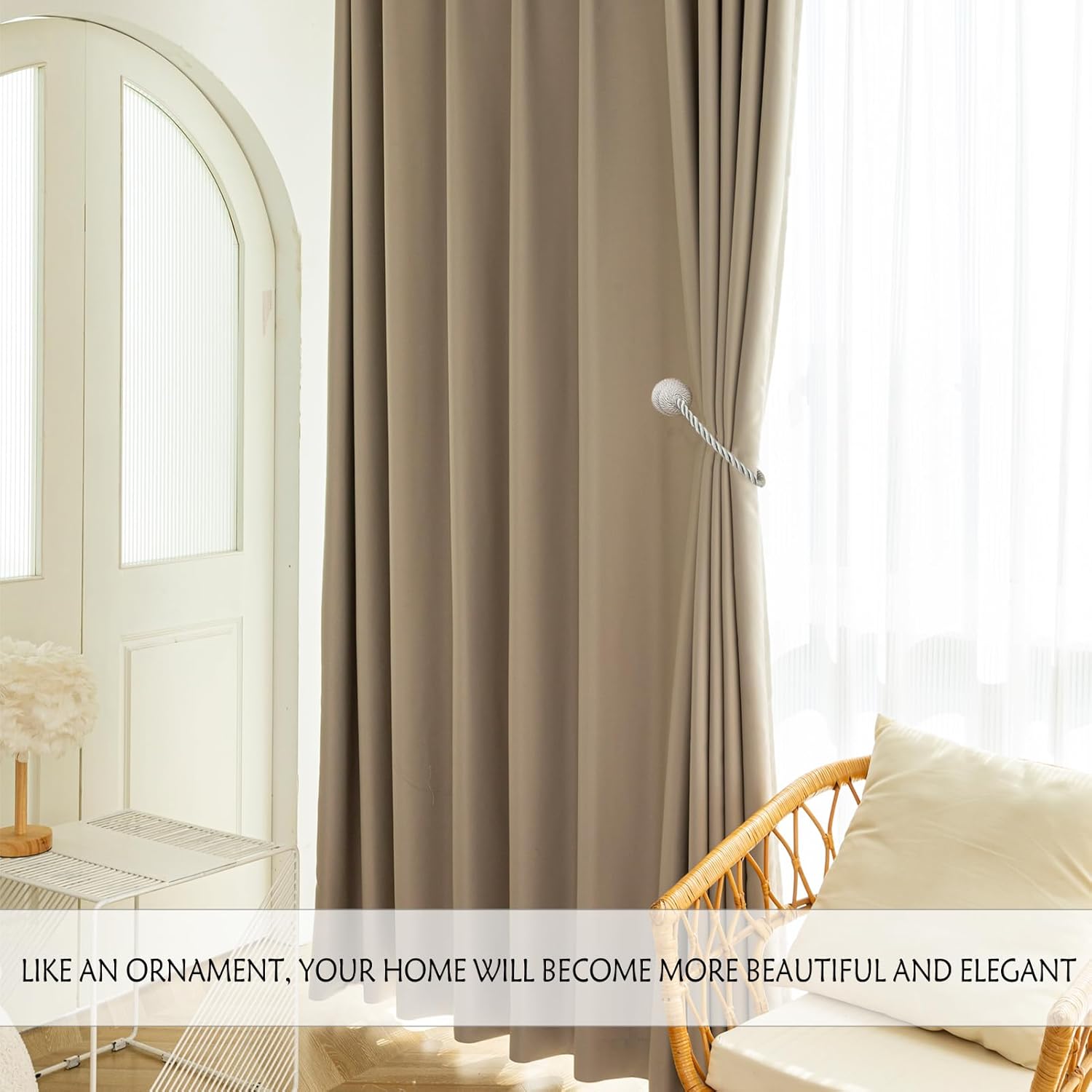 Magnetic Curtain Tiebacks - 2 Pack Grey Holdbacks