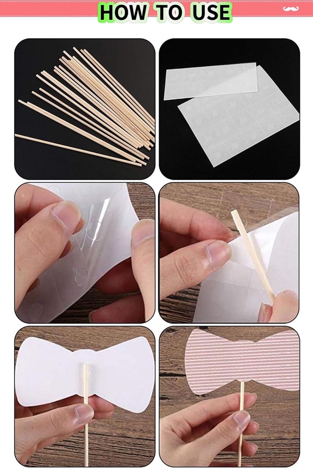 52Pcs Wedding Photo Booth Props - Gold Dust Cute Decorations