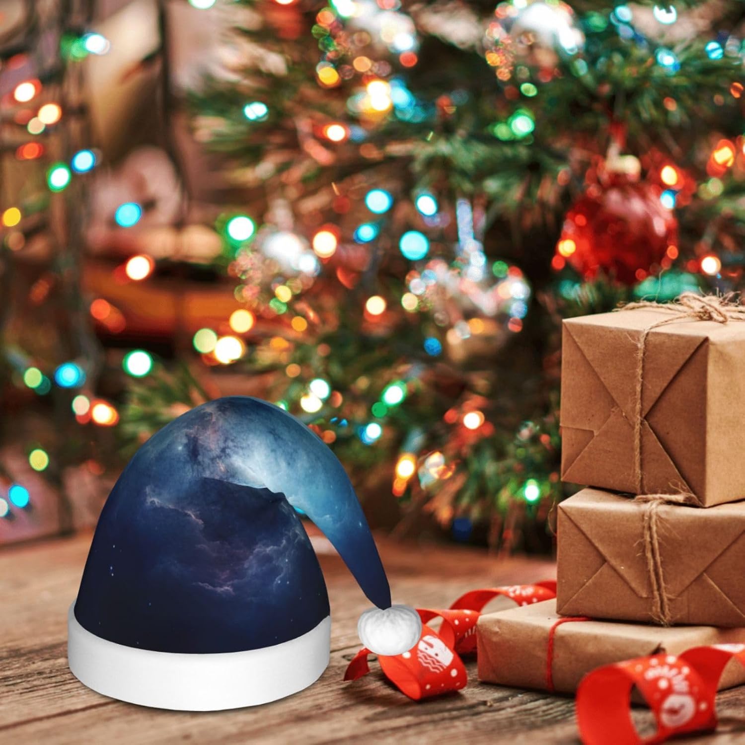 Galaxy Print Christmas Santa Hat Small Size for Party