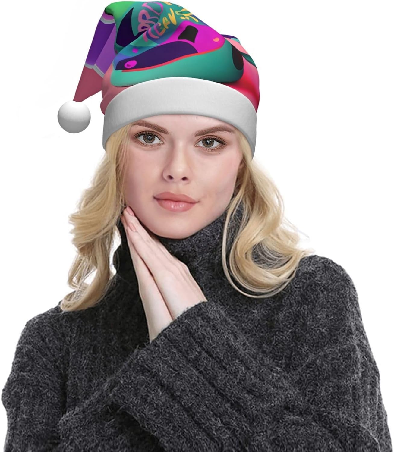 QINZHENG 90s Cup Design Santa Hat for Women