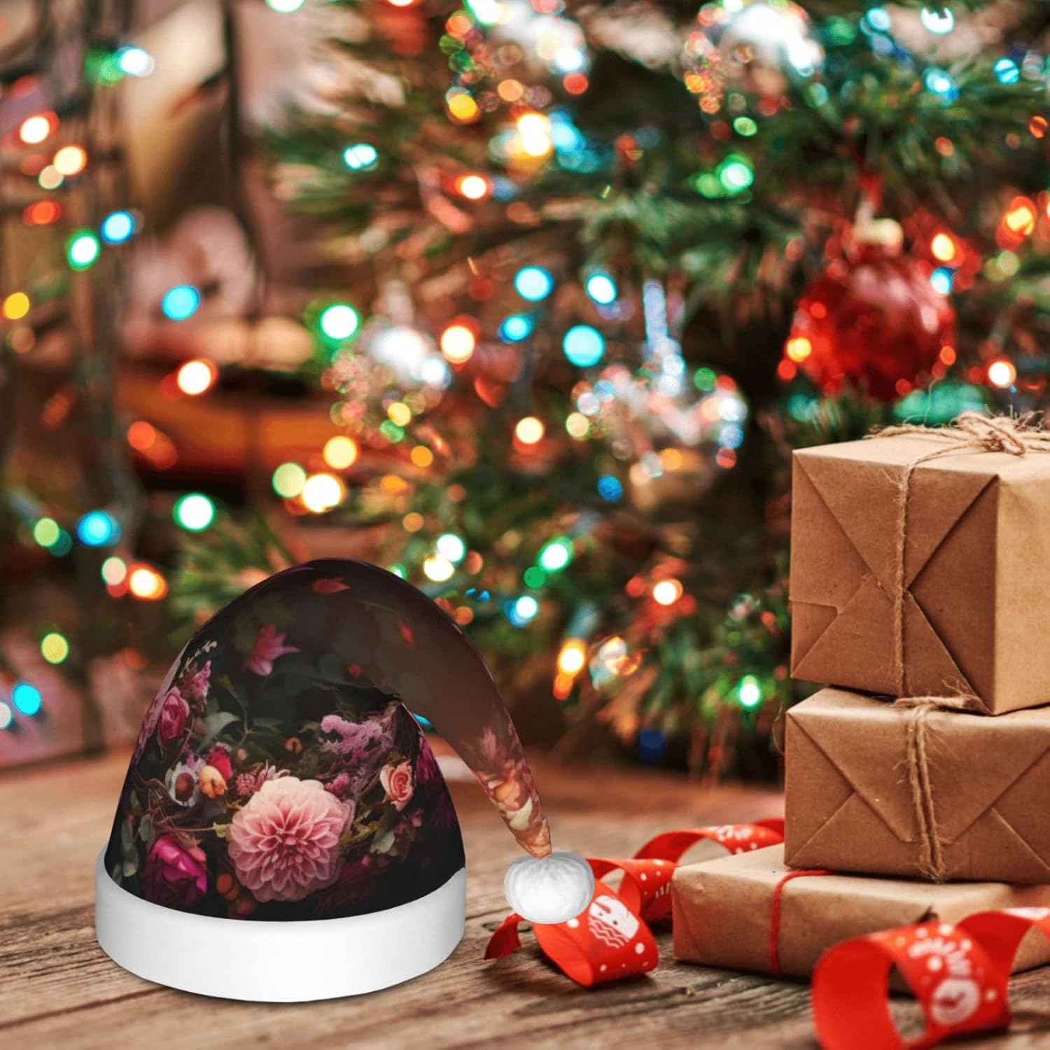 Garlands Nice Flowers Print Christmas Santa Hat Small Size