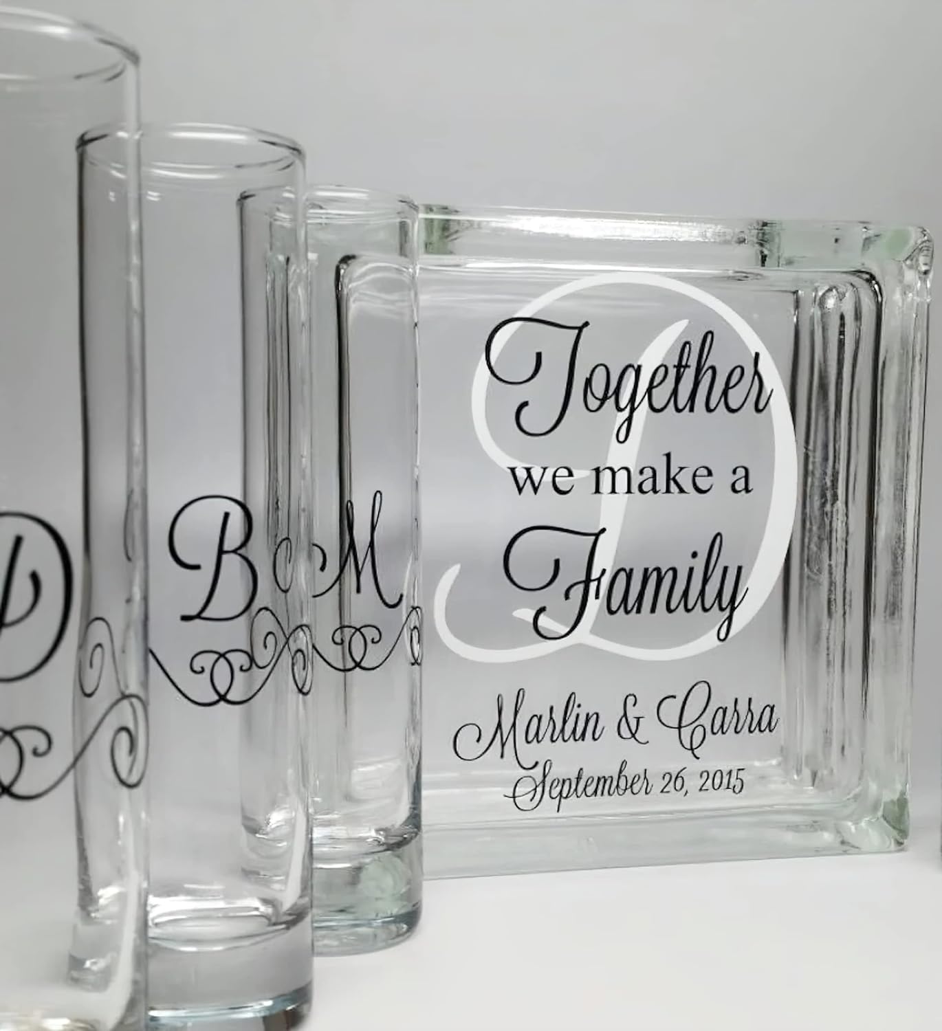 Glass Personalized Blended Family Sand Ceremony Set with Lid