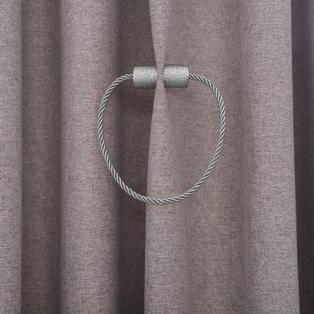 2 Pack Strong Magnetic Curtain Holdbacks - Grey