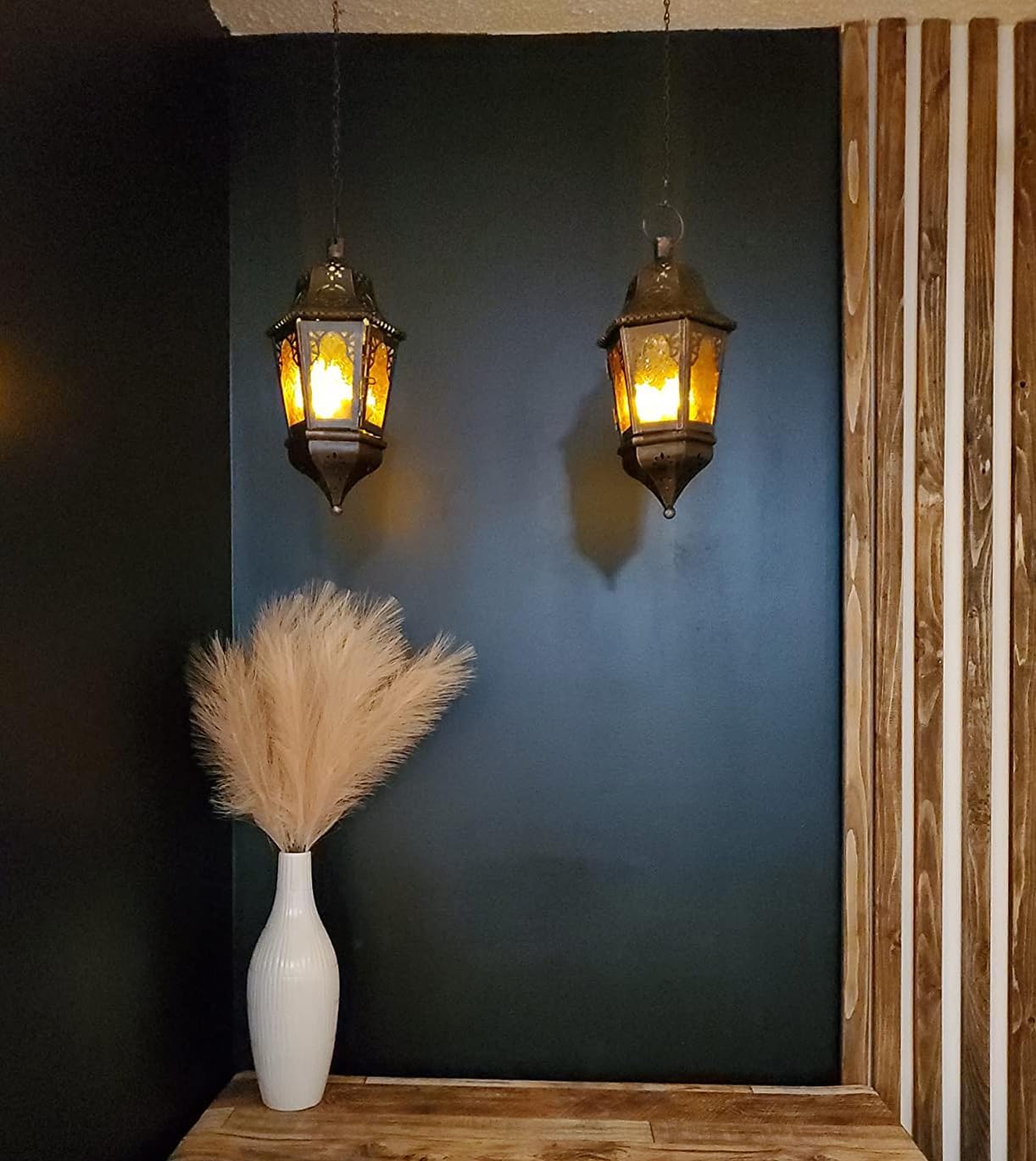 NEEDOMO Vintage Metal Candle Lantern with Chain