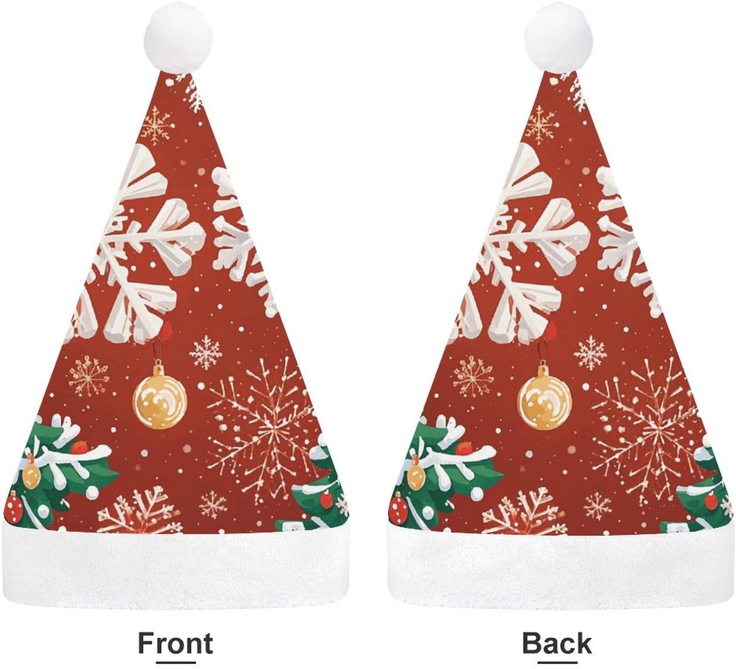 Santa Hat With Snowflakes And Christmas Trees Holiday Headwear