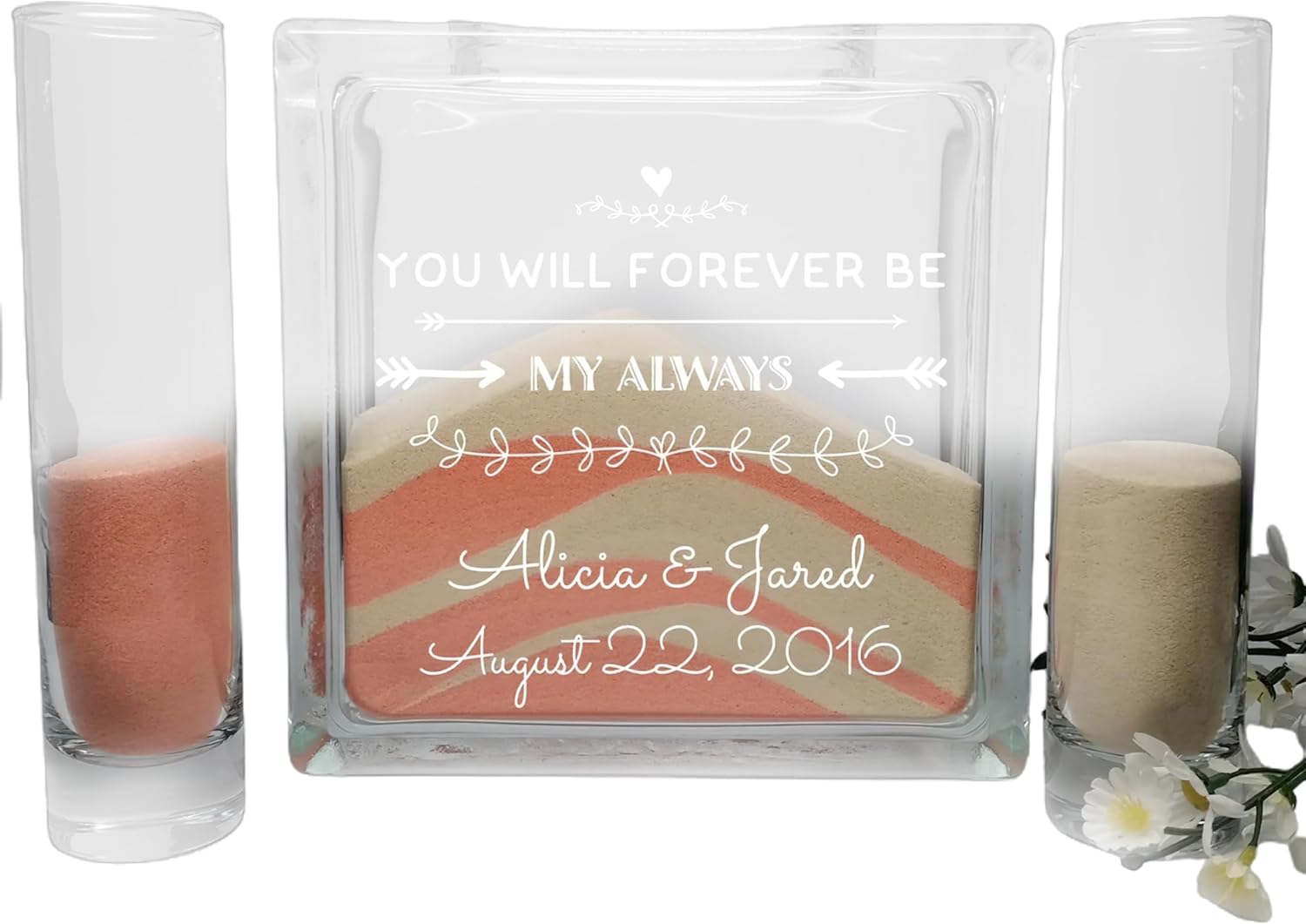 Personalized Wedding Unity Sand Ceremony Set with Lid and Sand