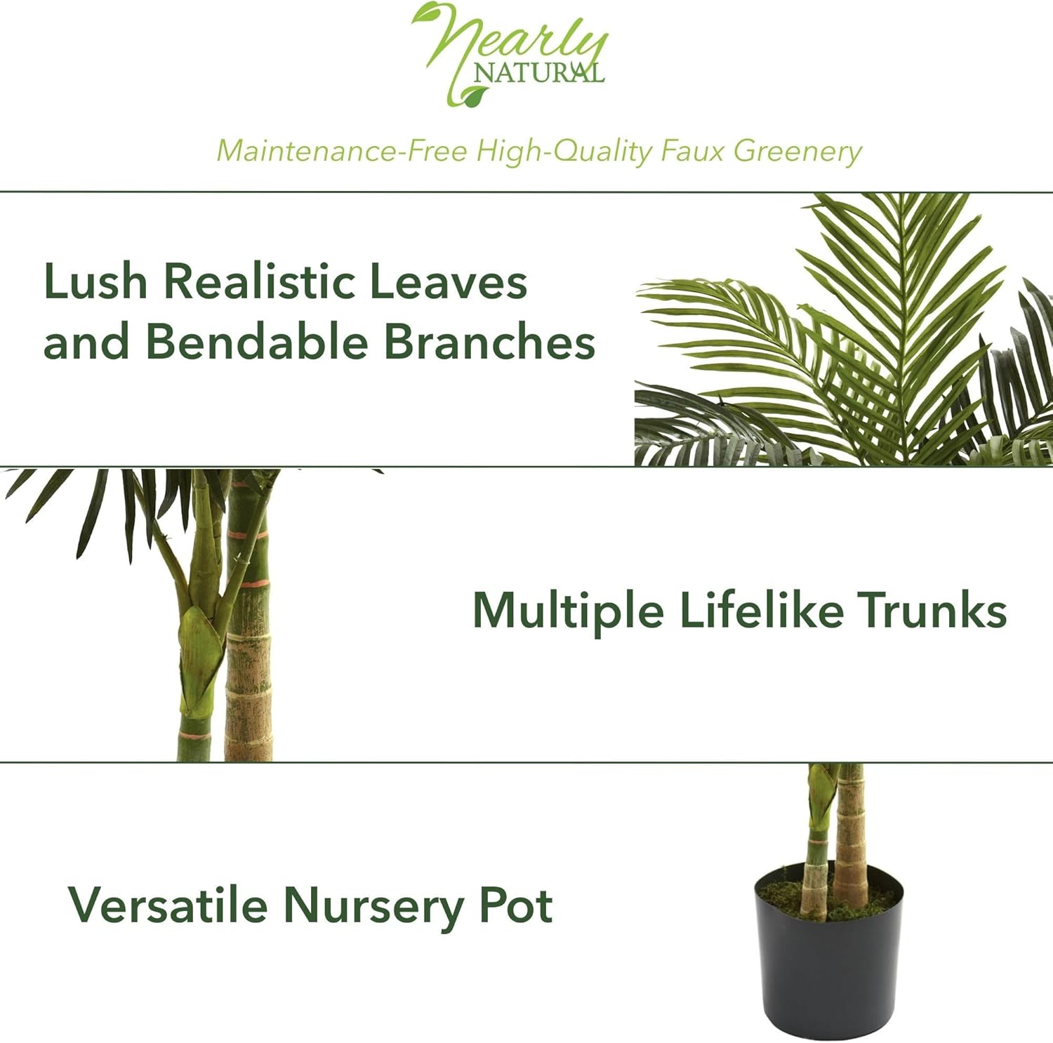 Nearly Natural 5ft Golden Cane Palm Artificial Tree