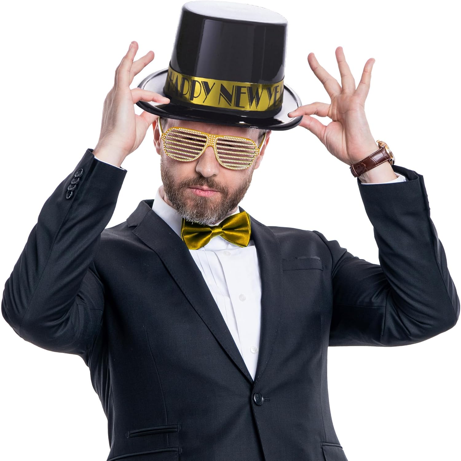 Windy City Novelties Black Gold New Year Top Hat 2025