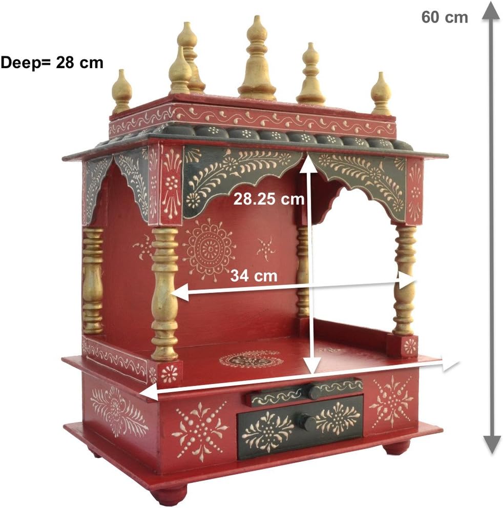 Homecrafts Medium Wooden Temple with 1 Drawer and 1 Tray