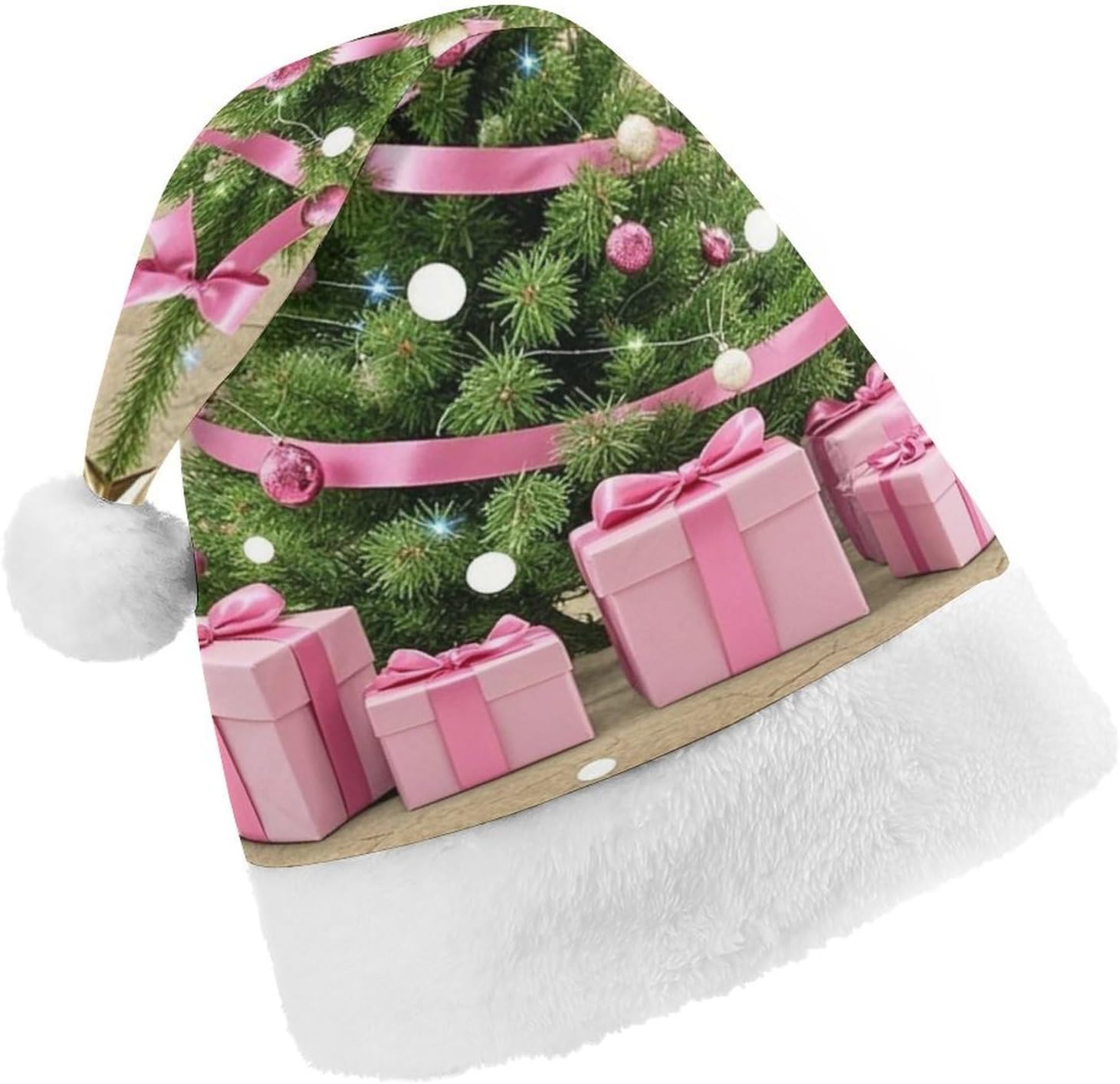 Pink Santa Hat Christmas Party Headwear for Adults