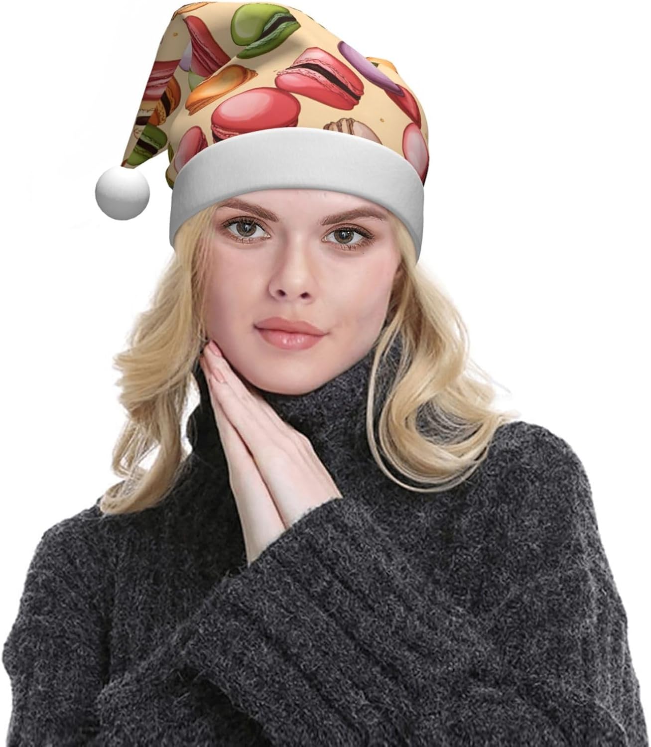 QINZHENG Personalized Santa Hat Velvet Plush Christmas Headwear