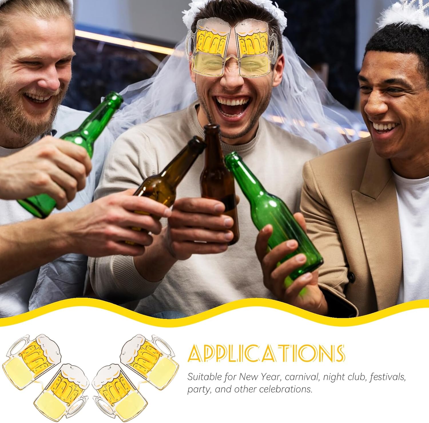 STOBOK 2pcs Beer Mug Eyeglasses Photo Booth Props