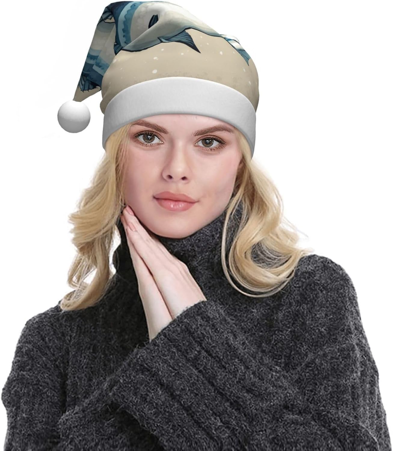 QINZHENG Bluefish Design Santa Hat for Women