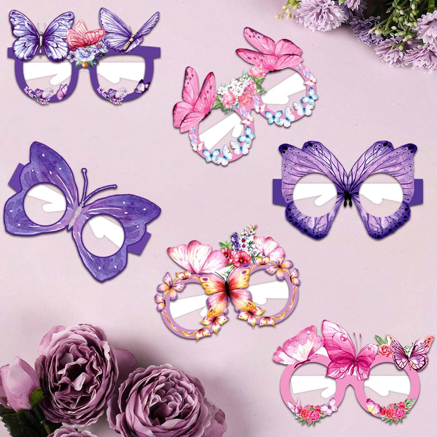 24 Pcs Spring Butterfly Paper Eyeglasses Party Props