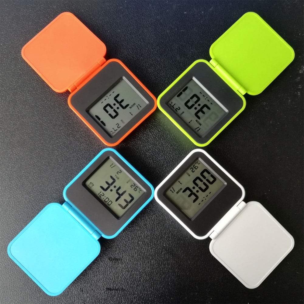 Compact Digital Travel Alarm Clock with Night Light and Folding Design