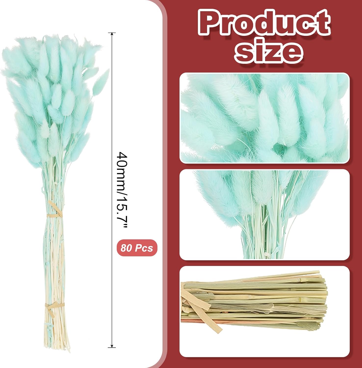 PATIKIL 157in Light Blue Bunny Tails Dried Flowers Decor