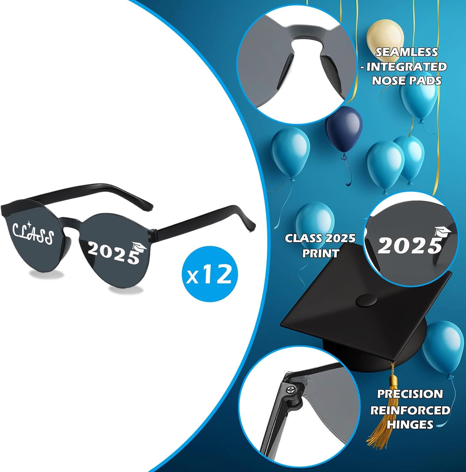 Vegove 12 Pc Class Of 2025 Graduation Sunglasses