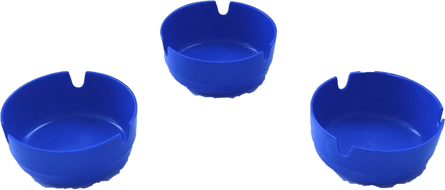 Home Set of 6 3 Inch Blue Round Ashtrays