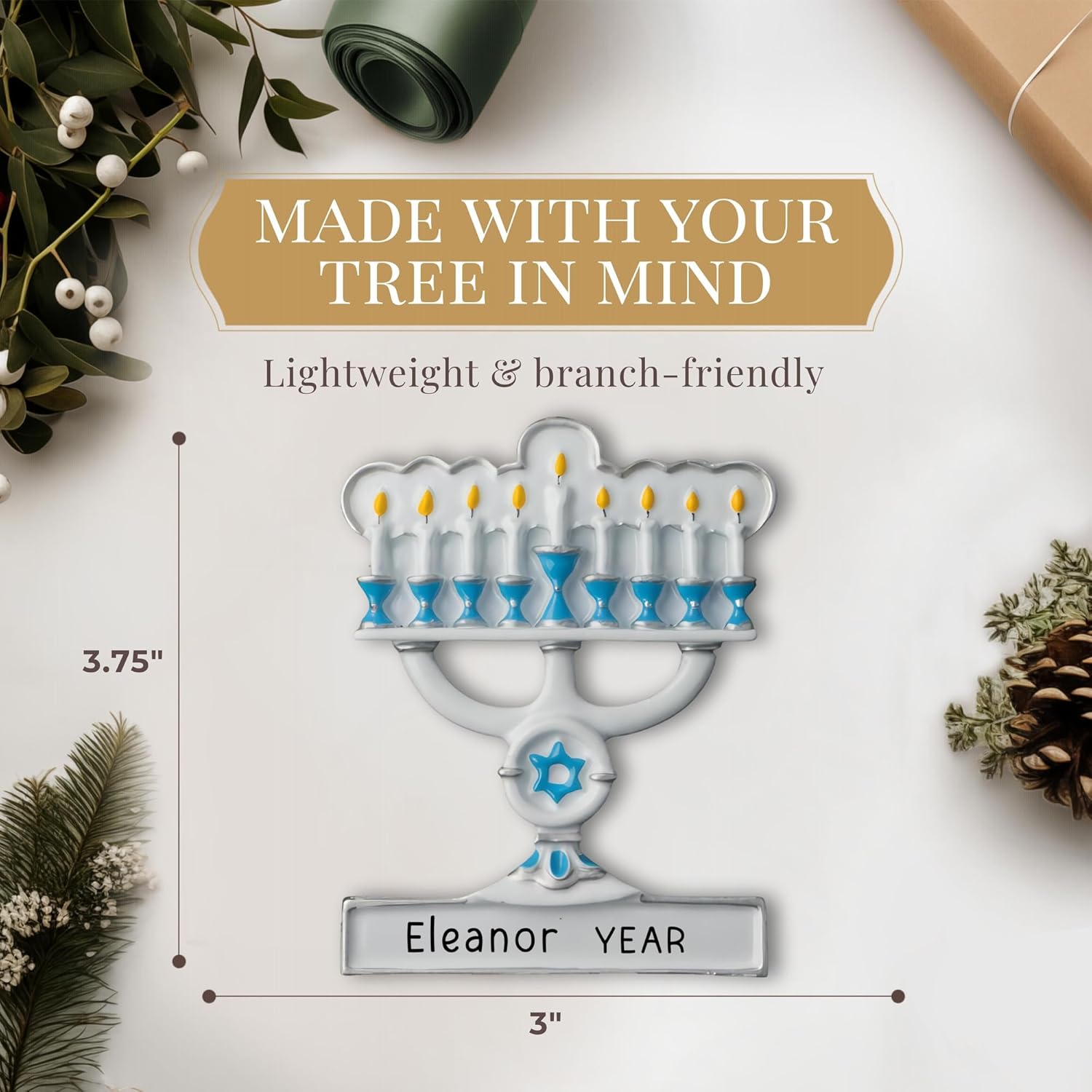 Personalized Menorah Ornament 2025 Custom Gift for Hanukkah